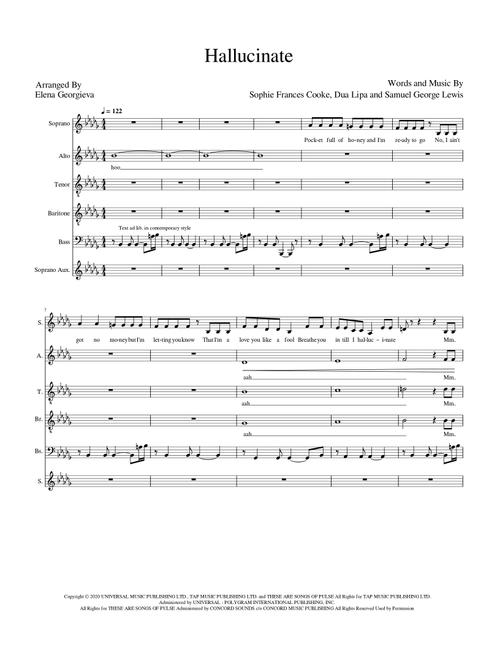 Hallucinate (Arr. Elena Georgieva) - Dua Lipa (Choral, SATB)