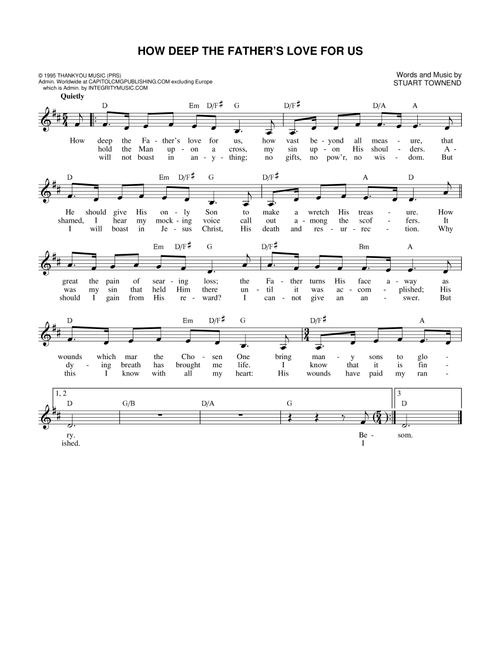 How Deep The Father's Love For Us - Sarah Sadler, Nichole Nordeman, Phillips Craig & Dean (Lead Sheet - Fake Book)