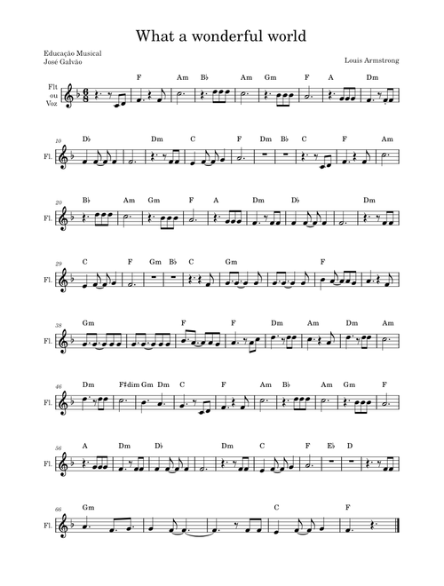 What a wonderful world – Louis Armstrong Wonderful world Louis Armstrong Flauta ou Voz Cifra