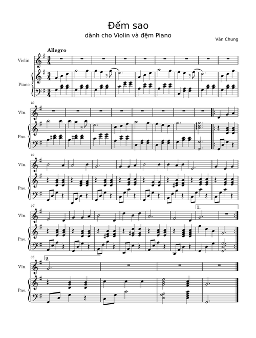 Đếm Sao – Nguyễn Văn Chung (for Violin and Piano)