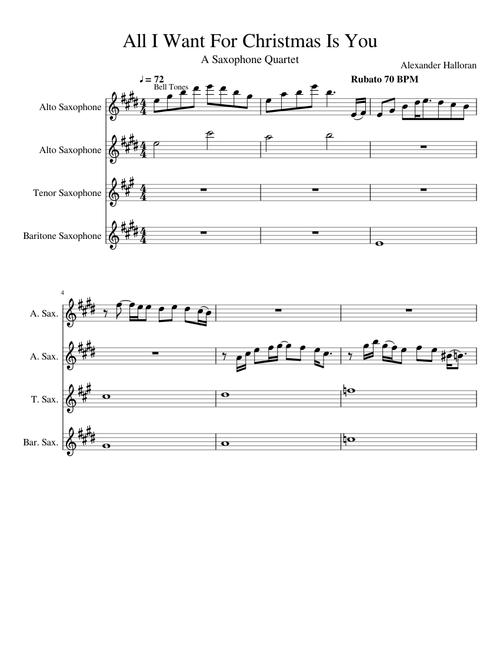 All I Want For Christmas Is You Sax Quartet