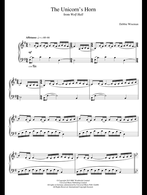 The Unicorn's Horn (From 'Wolf Hall') - Debbie Wiseman (Piano Solo)