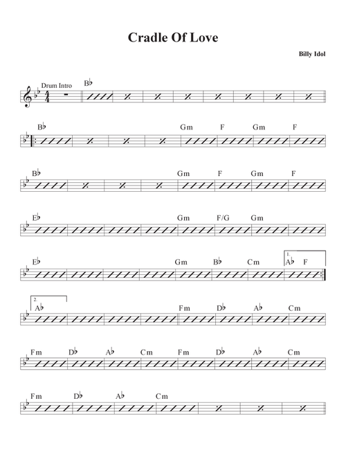 Cradle Of Love (Arr. David M Fagnant) - Billy Idol (Piano-Vocal-Guitar)
