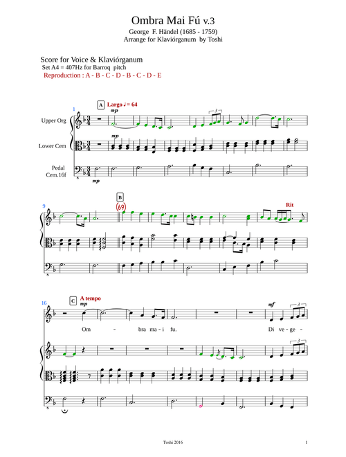 KO#5, Ombra Mai Fu, G. Händel w Pedal