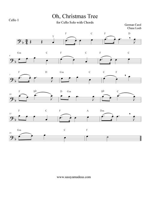 Oh, Christmas Tree for Cello Solo (Arr. Chase Loeb) - German Carol (Cello Solo)