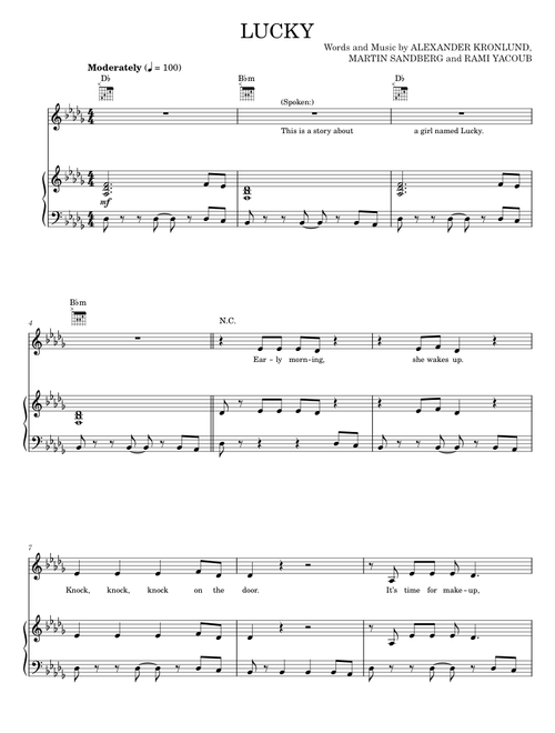Lucky - Britney Spears (Piano-Vocal-Guitar)