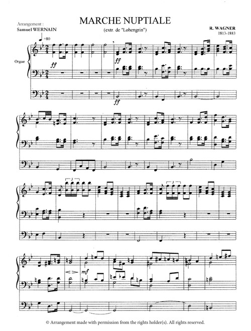 Wedding March or Bridal Chorus - Marche nuptiale ou Marche des fiançailles (for organ) (Arr. Samuel Wernain) - Richard Wagner (Organ)