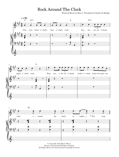 Rock Around The Clock - Bill Haley & His Comets (Piano-Vocal-Guitar (Piano Accompaniment))
