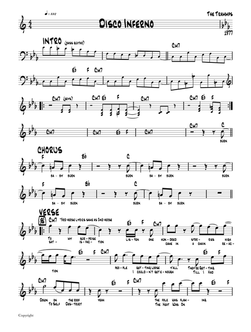Disco Inferno (Arr. Russell Walters) - The Trammps (Lead Sheet - Fake Book)