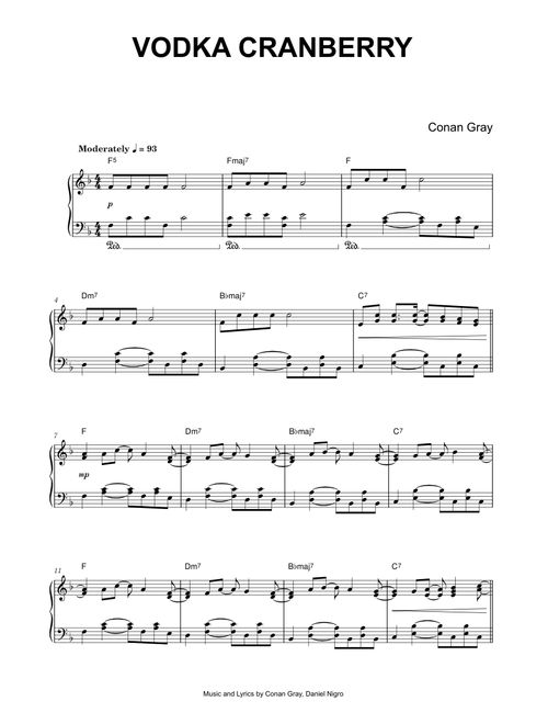 Vodka Cranberry - Conan Gray (Piano)