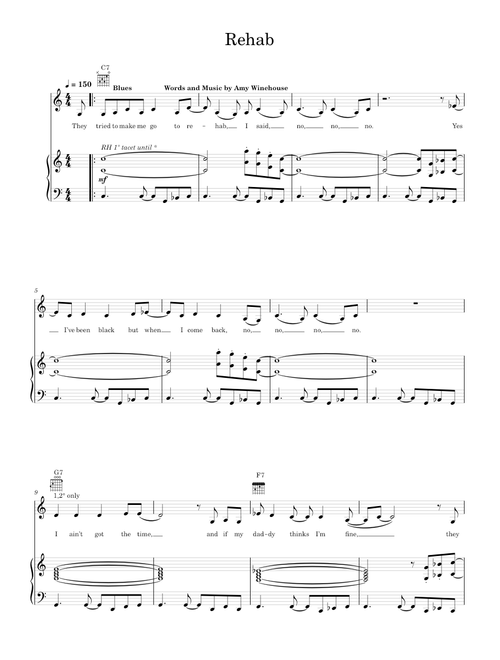 Rehab - Amy Winehouse (Piano-Voice-Guitar)