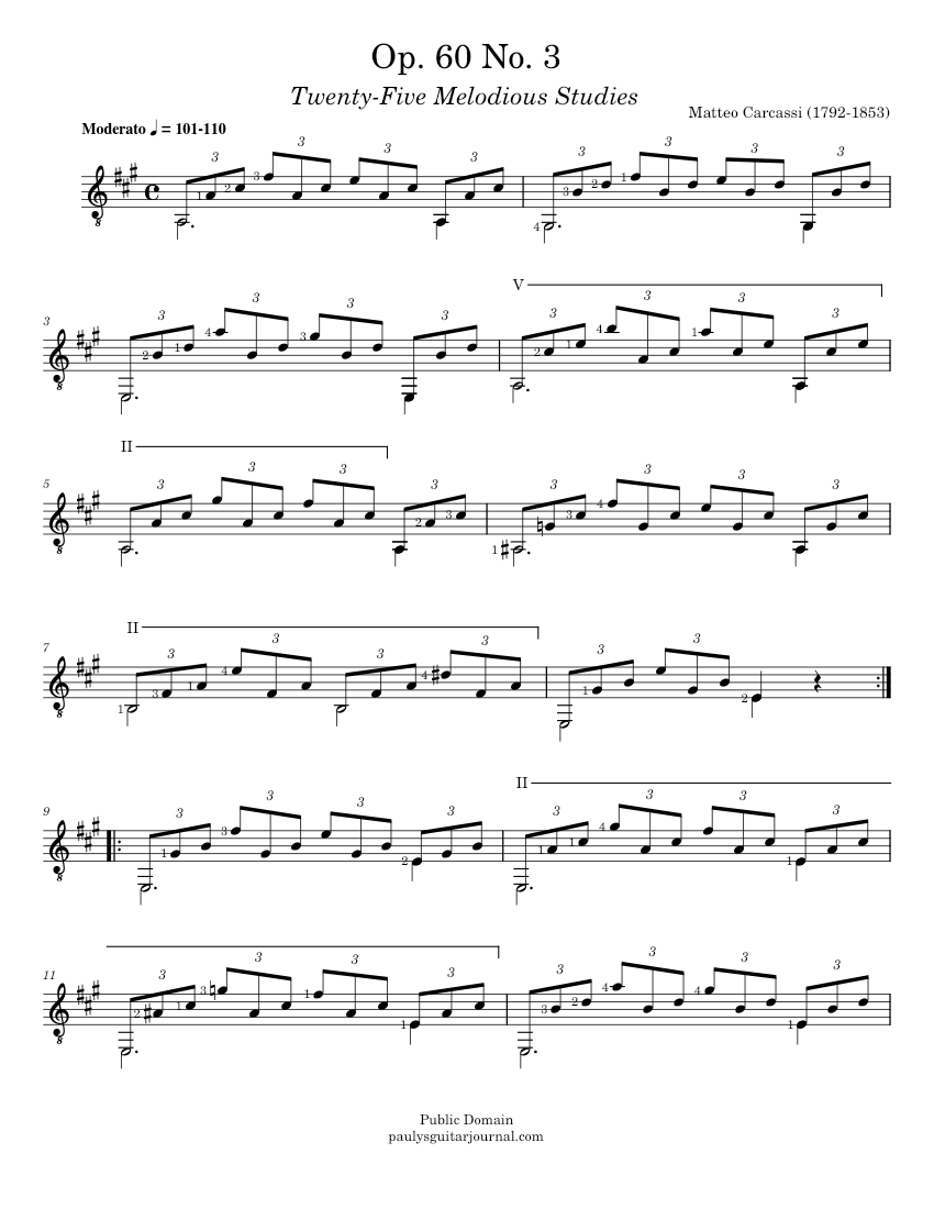 Op. 60 No. 3 - Matteo Carcassi Sheet Music for Guitar (Solo