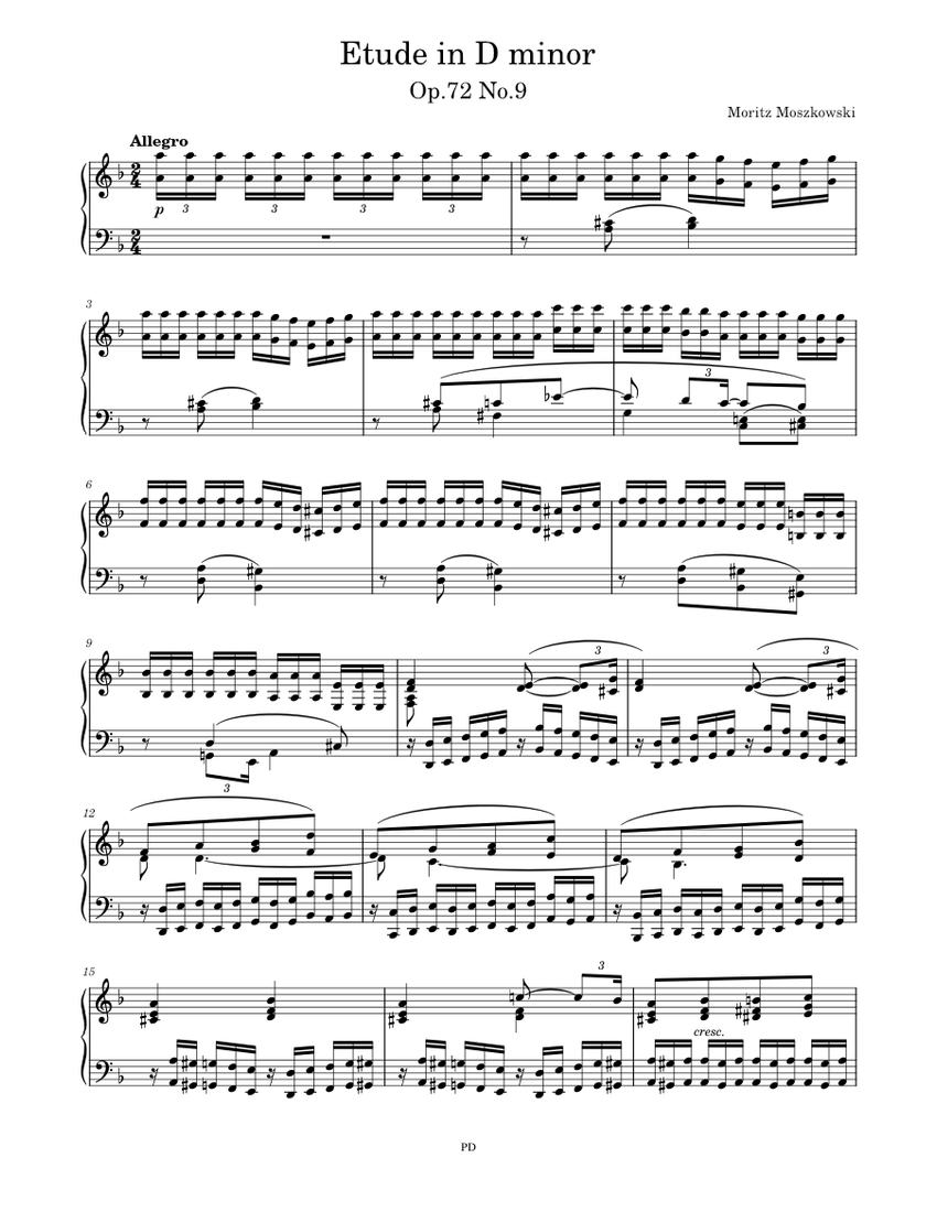 Moszkowski - Etude in D minor, Op.72 No.9 Sheet Music for Piano