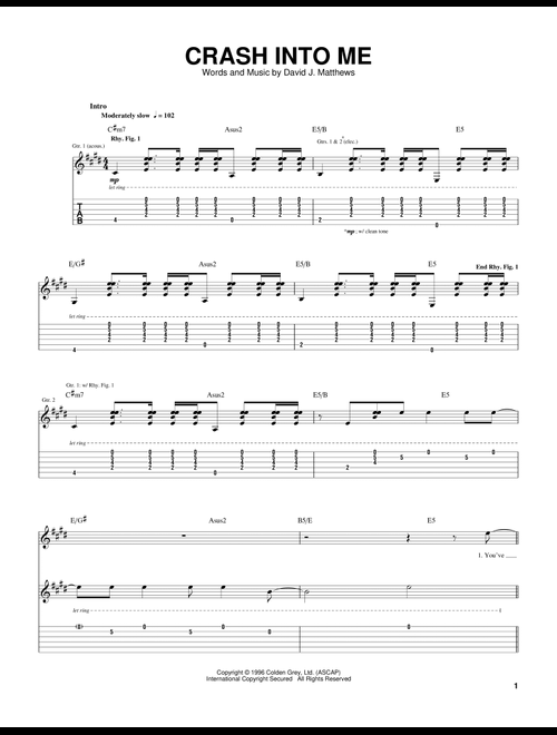 Crash Into Me - Dave Matthews Band (Guitar Tab)