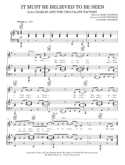 It Must Be Believed To Be Seen - Marc Shaiman and Scott Wittman (Piano-Vocal-Guitar)