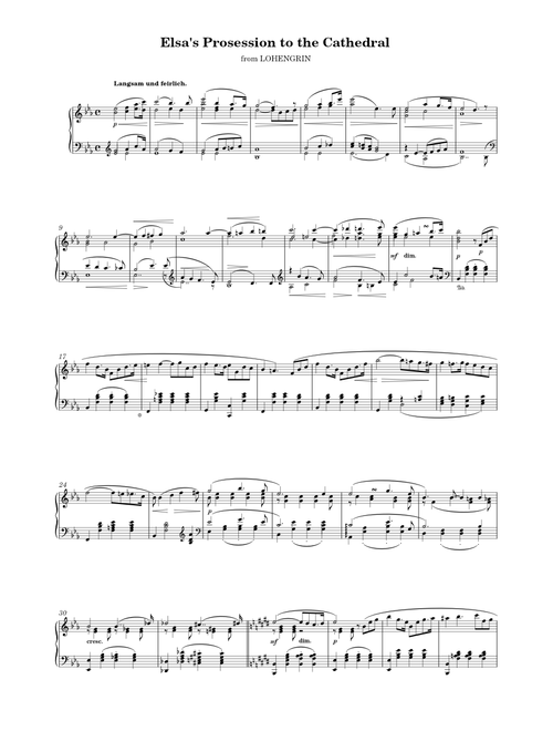 Lohengrin - Elsa's Prosession to the Cathedral – Richard Wagner (Piano Solo)
