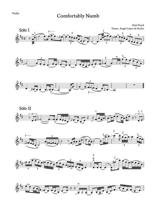 Comfortably Numb (Arr. Ángel López de Rodas) - Pink Floyd (Violin Solo)