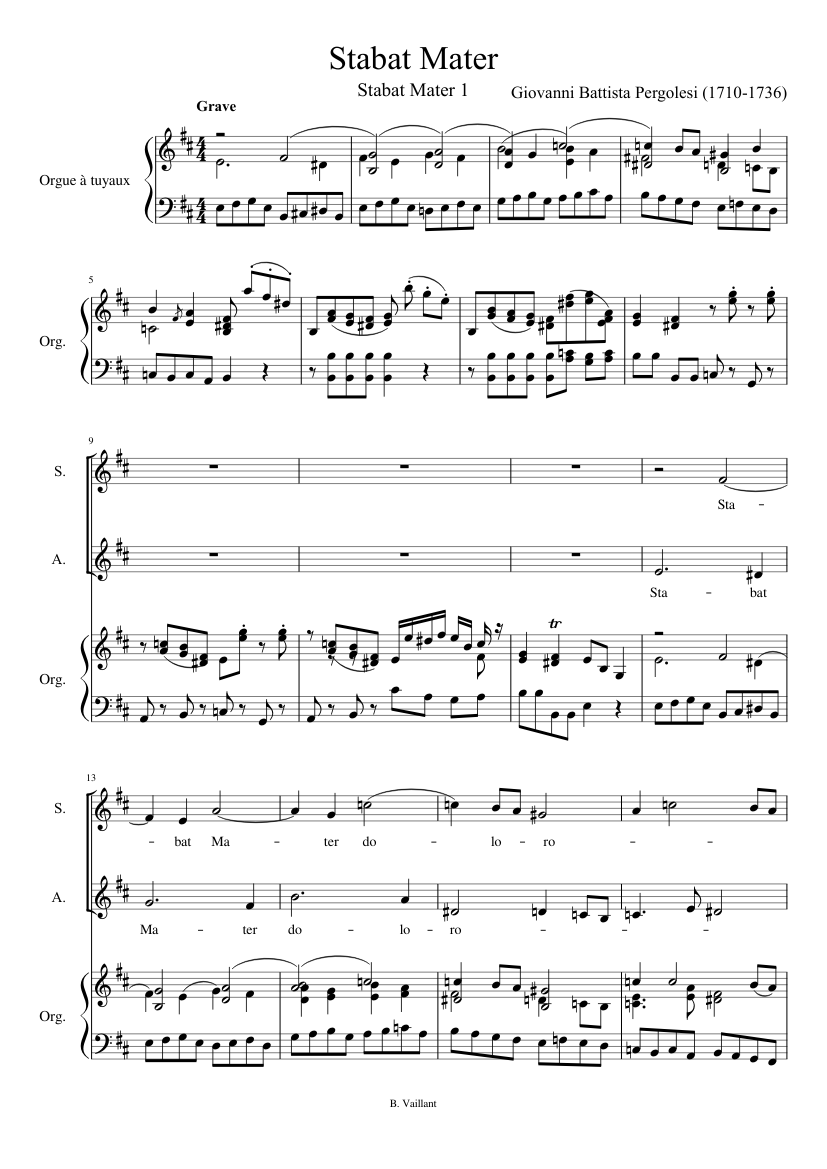 subtiel religie betrouwbaarheid Stabat Mater - Pergolesi Sheet music for Organ (Solo) | Musescore.com
