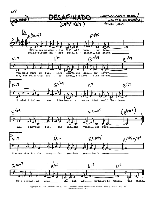 Desafinado (Off Key) (Low Voice) - Antonio Carlos Jobim, Gene Lees, Newton Mendonca (Real Book - Melody-Chords-Lyrics)