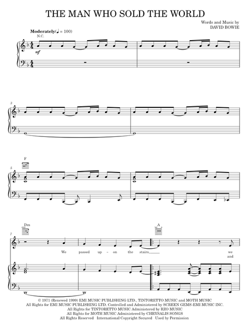 The man who sold the world - Nirvana (Piano-Vocal-Guitar)