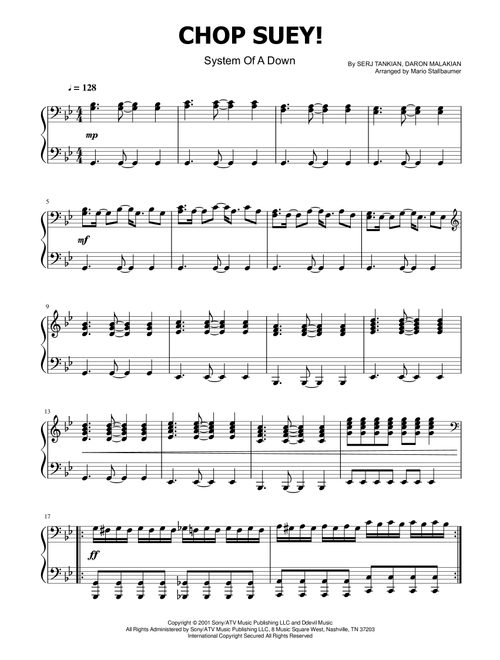 Chop Suey! (Arr. Mario Stallbaumer) - System Of A Down (Piano Vocal)