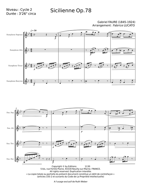 Sicilienne, Op.78 - Gabriel Fauré