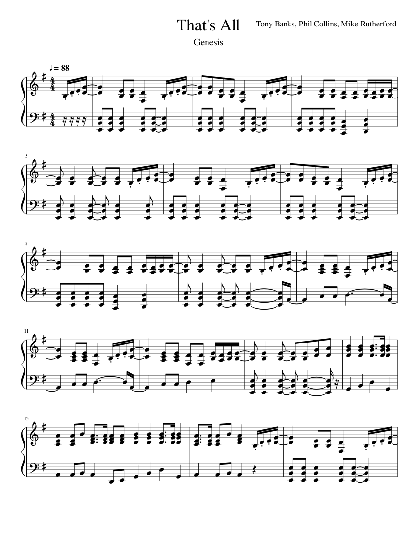Genesis, That's All (Piano) Sheet Music for Piano (Solo