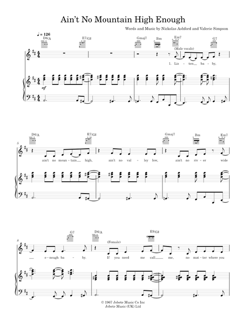 Ain't No Mountain High Enough - Marvin Gaye & Tammi Terrell (Piano-Voice)