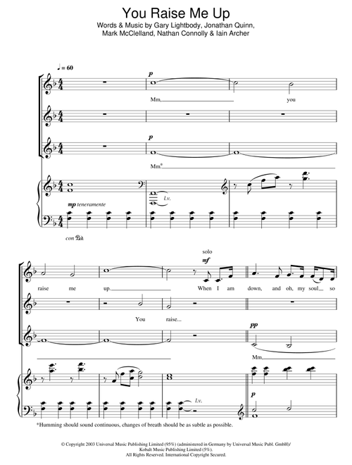 You Raise Me Up - Westlife (Choral, SSA)