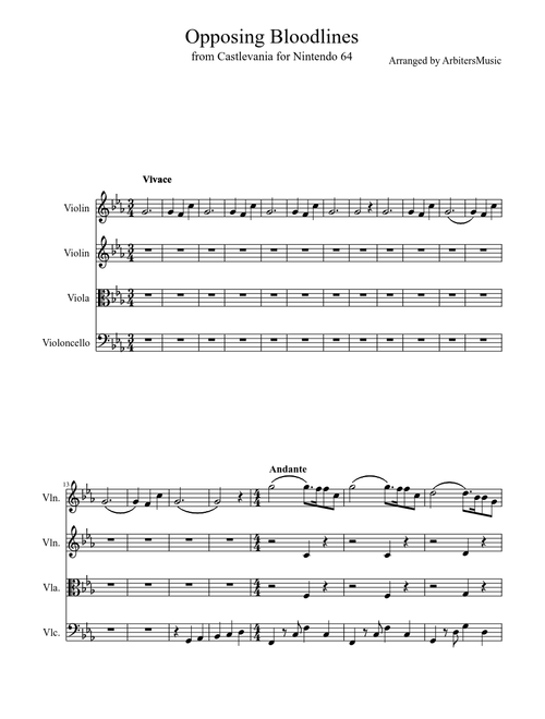 Opposing Bloodlines-Castlevania 64 Opening Theme String Quartet