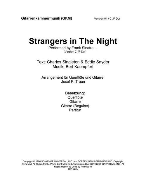 Strangers In The Night (Arr. Josef Peter Traun) - Frank Sinatra (Instrumental Duet)