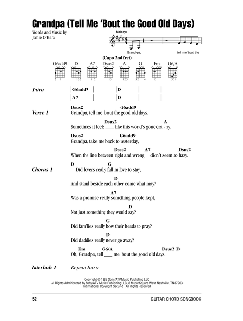 Grandpa (Tell Me 'Bout The Good Old Days) - The Judds (Guitar Chords-Lyrics)