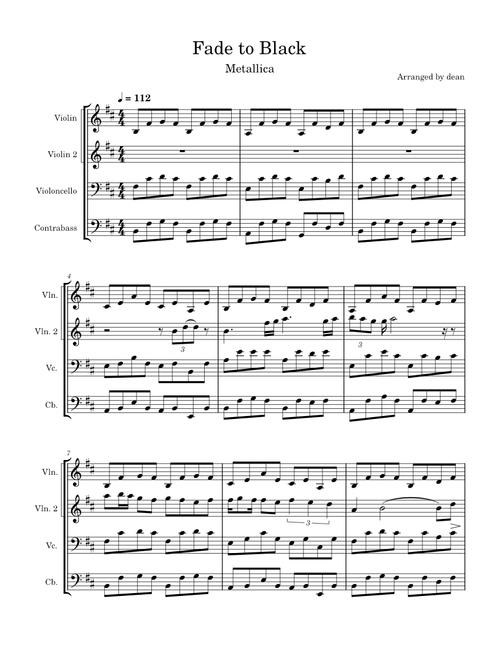 Fade to black – Metallica Fade to Black Arrangement