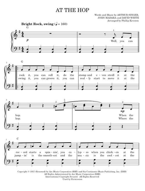 At the hop - Danny And The Juniors (Easy Piano)