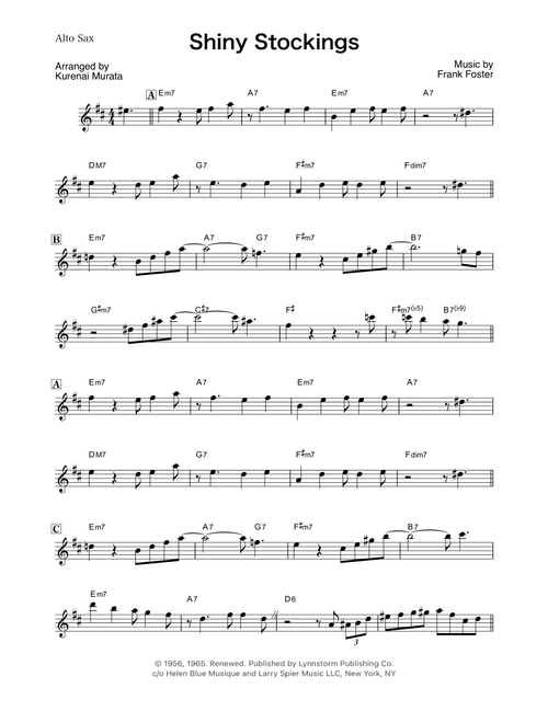 Shiny Stockings (Arr. Kurenai Murata) - Count Basie (Alto Sax Solo)