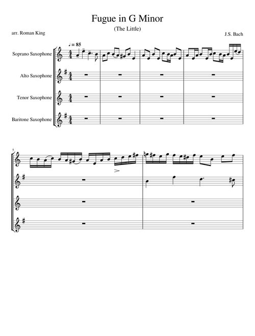 Little Fugue in G Minor for Saxophone Quartet