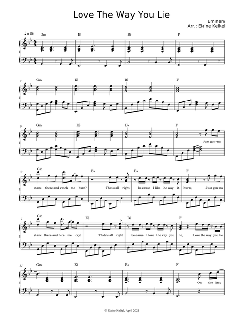 Love The Way You Lie (part1+2) Piano Solo – Eminem, Rihanna