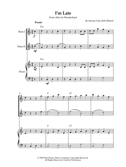 I'm Late (Arr. Karen Gueiros) - Bob Hilliard, Sammy Fain (Instrumental Duet and Piano)