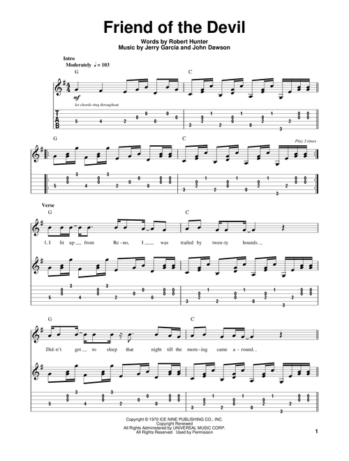 Friend Of The Devil - Grateful Dead (Guitar Tab Play-Along)