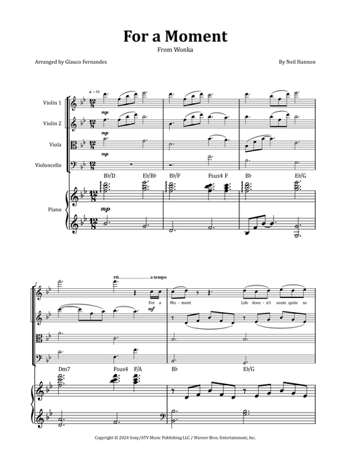 For A Moment (Arr. Glauco Fernandes) - Neil Hannon (String Quartet)