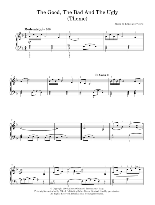 The good the bad and the ugly - Ennio Morricone (Easy Piano)