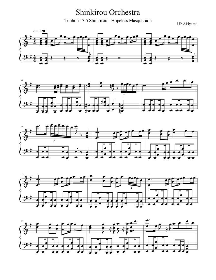 Touhou 13.5 HM - Shinkirou Orchestra - Piano Sheet music for Touhou 13.5 HM - Shinkirou Orchestra - Piano Sheet music for
