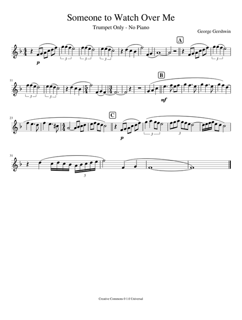 Someone to Watch Over Me - Trumpet (Unfinished)