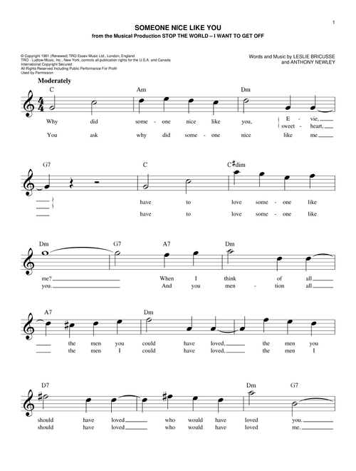 Someone Nice Like You - Anthony Newley, Leslie Bricusse (Easy Lead Sheet - Fake Book)
