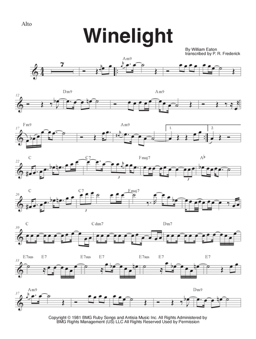 Winelight (Arr. P. R. Frederick) - Grover Washington, Jr (Alto Sax Solo)