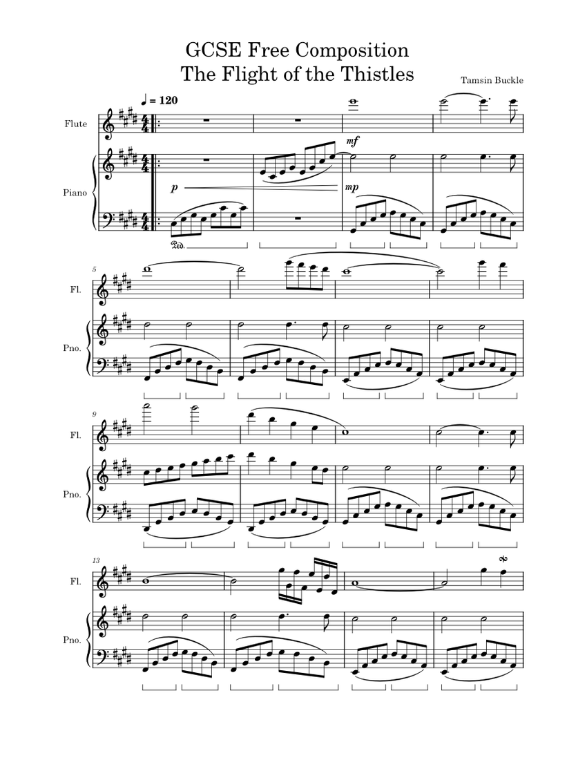 The Flight of the Thistles (GCSE Free Composition) Tamsin Buckle Sheet