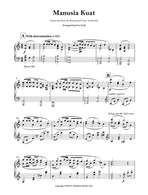 Manusia Kuat (Arr. Erico Felix) - Tulus (Piano Solo)