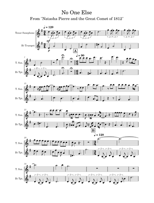 No One Else – Dave Malloy - Trumpet and Tenor Sax mixed duet