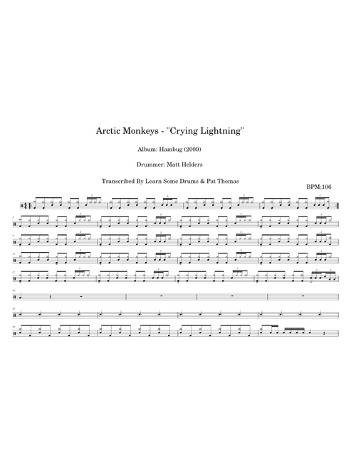 Arctic Monkeys - "Crying Lightning" (Drum Score)