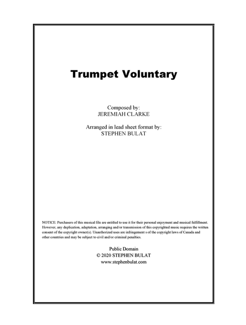 Trumpet Voluntary (Clarke) - Lead sheet (key of A) (Arr. Stephen Bulat) - Jeremiah Clarke (Large Ensemble)